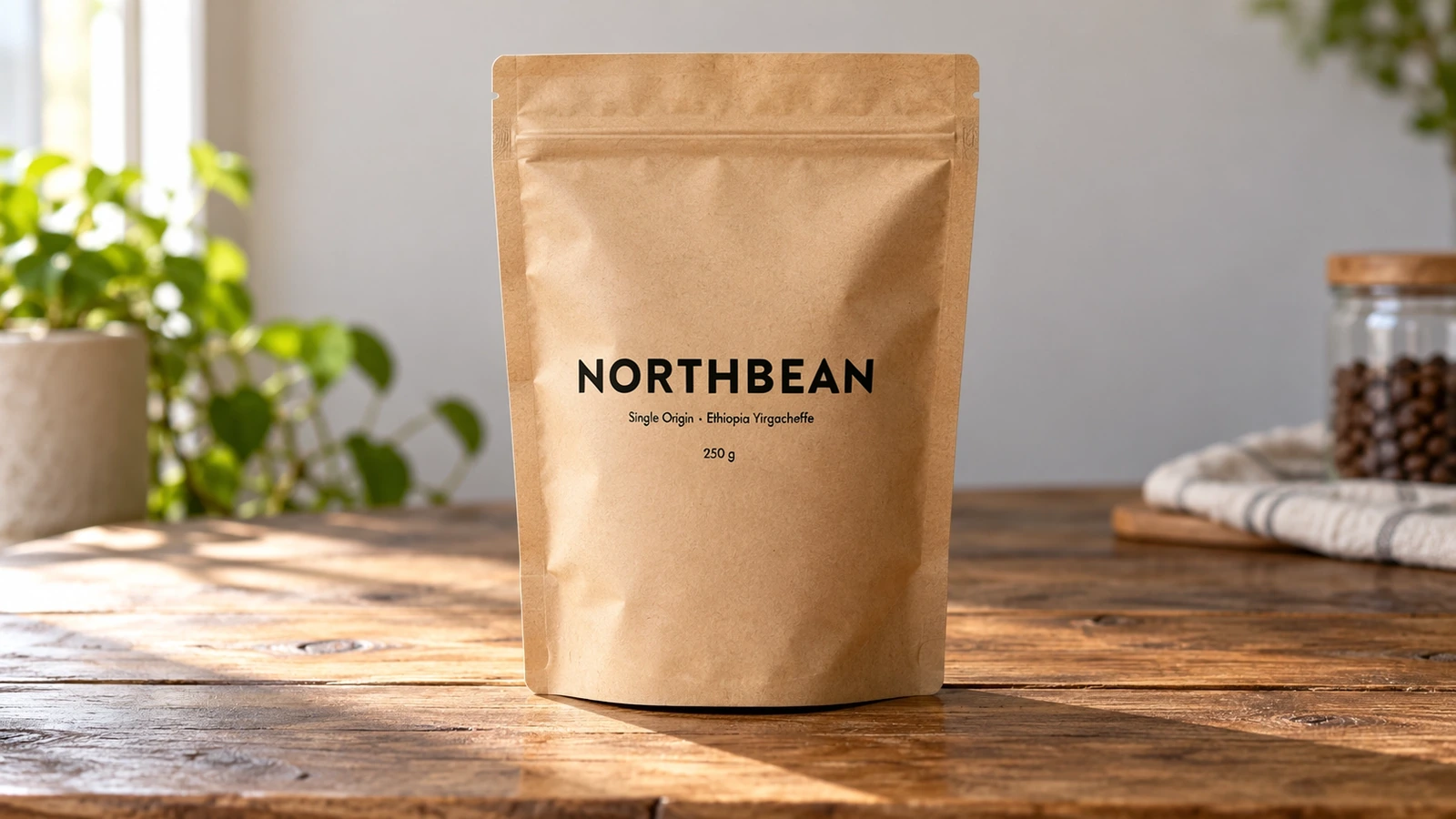 Bolsa de café con una etiqueta NORTHBEAN